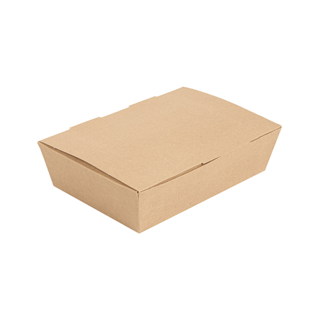 Image BOÎTES "LUNCH BOX" COUVERCLES 'THEPACK' 1000 ML (32 oz) 220 G/M2 20,5x14,6x5 CM NATUREL CARTON ONDULÉ NANO-MICRO (360 UNIT