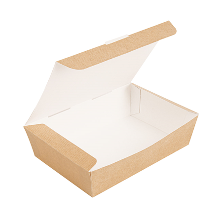 BOÎTES "LUNCH BOX" COUVERCLES 'THEPACK' 1000 ML (32 oz) 220 G/M2 20,5x14,6x5 CM NATUREL CARTON ONDULÉ NANO-MICRO (360 UNITÉ)