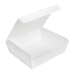 Image BOÎTES "LUNCH BOX" COUVERCLES 'THEPACK' 1500 ML (48 oz) 230 G/M2 21x18x5,5 CM BLANC CARTON ONDULÉ NANO-MICRO (360 UNITÉ) #