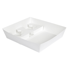 Image PLATEAUX REPAS À EMPORTER 2 VERRES+1 COMPART. 'THEPACK' 220 G/M2 24,5x22x5,5 CM BLANC CARTON ONDULÉ NANO-MICRO (240 UNITÉ)