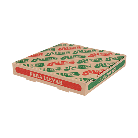 Image BOÎTES PIZZA 'THEPACK' 330 G/M2 26x26x3,8 CM NATUREL CARTON ONDULÉ MICROCANAL (100 UNITÉ) #1