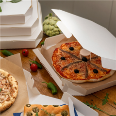 BOÎTES OCTOGONAL 'THEPACK' 330 G/M2 26x26x3,8 CM BLANC CARTON ONDULÉ MICROCANAL (100 UNITÉ)