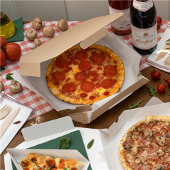 BOÎTES OCTOGONAL 'THEPACK' 330 G/M2 32x32x3,8 CM NATUREL CARTON ONDULÉ MICROCANAL (100 UNITÉ)