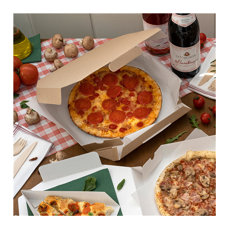 BOÎTES OCTOGONAL 'THEPACK' 330 G/M2 32x32x3,8 CM NATUREL CARTON ONDULÉ MICROCANAL (100 UNITÉ)