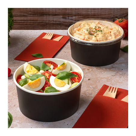 POTS SALADIERS 750 ML 320 + 18 PE G/M2 Ø 14,5/12,5x7 CM NOIR CARTON (500 UNITÉ)