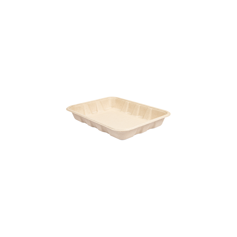 PLATEAUX 'BIONIC' 600 ML 22x16x3,5 CM NATUREL BAGASSE (400 UNITÉ)