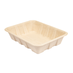 Image PLATEAUX 'BIONIC' 1000 ML 22x16,5x4,7 CM NATUREL BAGASSE (400 UNITÉ) #1