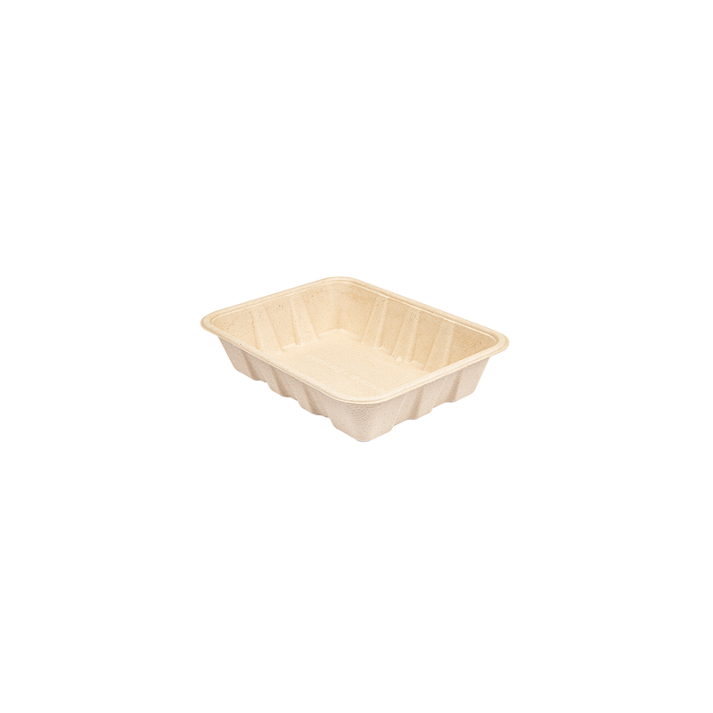 PLATEAUX 'BIONIC' 1000 ML 22x16,5x4,7 CM NATUREL BAGASSE (400 UNITÉ)