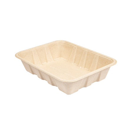 Image PLATEAUX 'BIONIC' 1000 ML 22x16,5x4,7 CM NATUREL BAGASSE (400 UNITÉ) #1