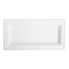 Image ASSIETTES RECTANGULAIRES 'BIONIC'  26x13x1 CM BLANC BAGASSE (500 UNITÉ) #3