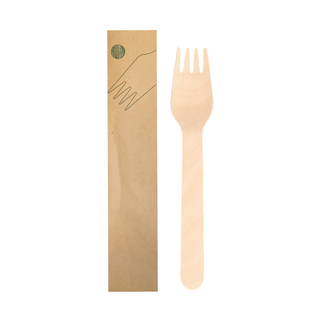 Image FOURCHETTES SACHET KRAFT 'MAKAN'  15,5 CM NATUREL BOIS (100 UNITÉ) #1