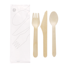 Image SET 3/1 FOURCHETTE, COUTEAU, CUILLÈRE 'MAKAN'  16 CM NATUREL BOIS (100 UNITÉ) #4