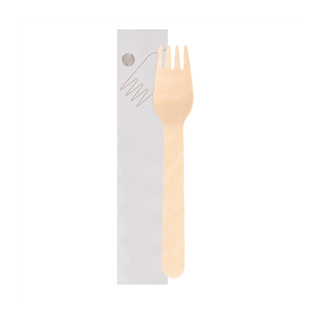 Image FOURCHETTES SACHET 'MAKAN'  15,5 CM NATUREL BOIS (100 UNITÉ) #1
