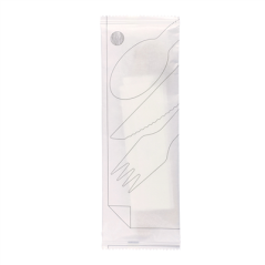 SET 4/1 FOURCHETTE, COUTEAU, CUILLÈRE, SERVIETTE 'MAKAN'  16 CM NATUREL BOIS (100 UNITÉ)