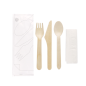 Image SET 4/1 FOURCHETTE, COUTEAU, CUILLÈRE, SERVIETTE 'MAKAN'  16 CM NATUREL BOIS (100 UNITÉ) #4