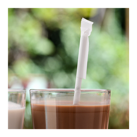 PAILLES ENVELOPPÉES 'PAPER'  Ø0,80x20 CM BLANC PAPIER (3000 UNITÉ)