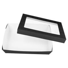 Image PETITES BOÎTES+COUVERCLES AVEC FÊNETRE 1300 ML 290 + 15 PE G/M2 21x14x5 CM NOIR CARTON (200 UNITÉ) #3