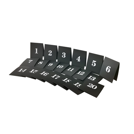 Image NUMÉROS DE TABLE DU 1 AU 20  9x12 CM NOIR PAPIER (1 UNITÉ) #1