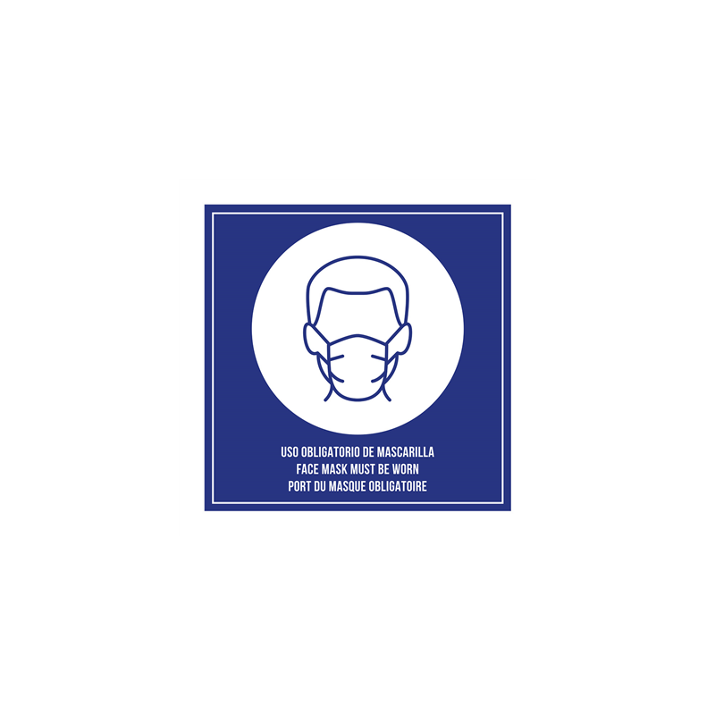 PLAQUE AUTO-ADHESIVE "PORT DU MASQUE OBLIGATOIRE" 12x12 CM BLEU METACRYLATE (1 UNITÉ) PLAQUE AUTO-ADHESIVE "PORT DU MASQUE OBLIGATOIRE" 12x12 CM BLEU METACRYLATE (1 UNITÉ)