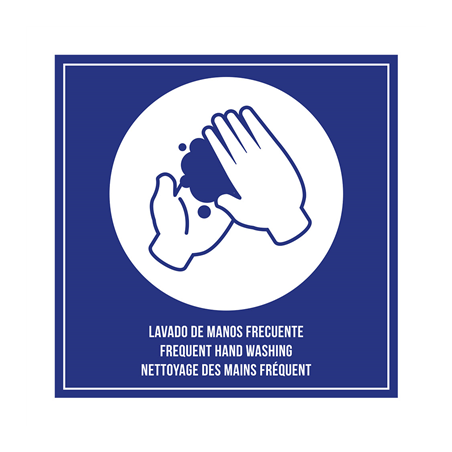 Image PLAQUE AUTO-ADHESIVE "NETTOYAGE DES MAINS FRÉQUENT"  12x12 CM BLEU METACRYLATE (1 UNITÉ) #1