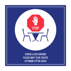 Image PLAQUE AUTO-ADHESIVE "ATTENDRE D’ÊTRE ASSIS"  12x12 CM BLEU METACRYLATE (1 UNITÉ) #1