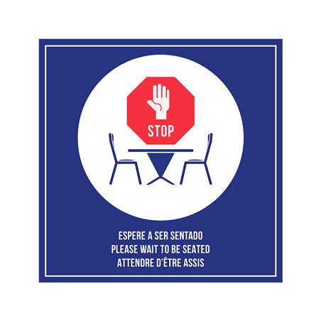 Image PLAQUE AUTO-ADHESIVE "ATTENDRE D’ÊTRE ASSIS"  12x12 CM BLEU METACRYLATE (1 UNITÉ) #1