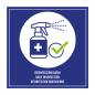 Image PLAQUE AUTO-ADHESIVE "DÉSINFECTION QUOTIDIENNE"  12x12 CM BLEU METACRYLATE (1 UNITÉ) #1