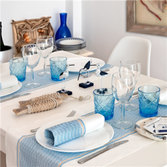 Image SERVIETTES 'LIKE LINEN - AZUR' 70 G/M2 40x40 CM BLANC/BLEU SPUNLACE (600 UNITÉ) #4