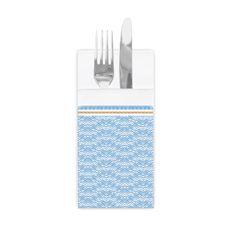 Image SERVIETTES KANGOUROU 'LIKE LINEN - AZUR' 70 G/M2 40x40 CM BLANC/BLEU SPUNLACE (700 UNITÉ) #1