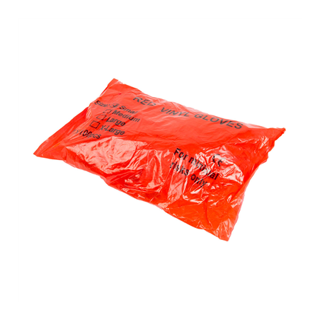 GANTS AVEC TALC  SIZE: S ROUGE PVC (100 UNITÉ)