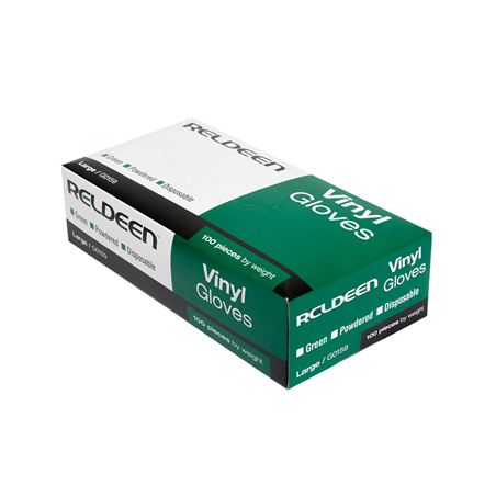 GANTS AVEC TALC  SIZE: L ASSORTI PVC (100 UNITÉ)