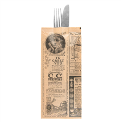 Image SERVIETTES NOIRES EMB. 'D.POINT' 40x32 CM 'JUST IN TIME CLOSED' 40 + 10PE G/M2 11x25 CM NATUREL 'TIMES' KRAFT VERGÉ (300 U