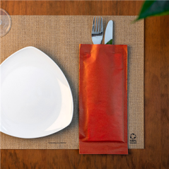 Image SERVIETTES BLANCHES EMB. 'D.POINT' 40x32 CM 'JUST IN TIME CLOSED' 40 + 10PE G/M2 11x25 CM ROUGE KRAFT VERGÉ (300 UNITÉ) #3