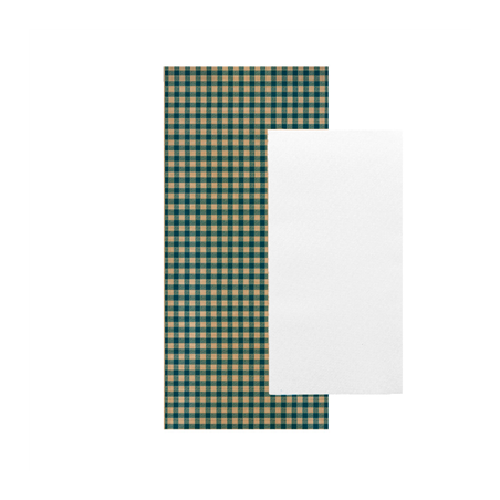 Image SERVIETTES BLANCHES EMB. 'AIRLAID' 40x32 CM 'JUST IN TIME CLOSED' 40 + 10PE G/M2 11x25 CM BLEU VICHY KRAFT VERGÉ (300 UNIT