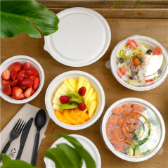 Image BOLS 'BIONIC' 950 ML Ø 19,6x6,5 CM BLANC BAGASSE (400 UNITÉ) #4