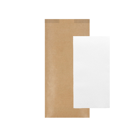 Image SERVIETTES BLANCHES EMB. 'AIRLAID' 40x32 CM 'JUST IN TIME CLOSED' 40 + 10PE G/M2 11x25 CM NATUREL KRAFT VERGÉ (300 UNITÉ) 