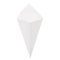 Image CORNETS FRITES 'THEPACK' 100 G 230 G/M2 12,8x21,7 CM BLANC CARTON ONDULÉ NANO-MICRO (1600 UNITÉ) #1