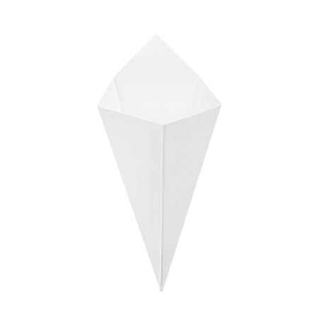 Image CORNETS FRITES 'THEPACK' 100 G 230 G/M2 12,8x21,7 CM BLANC CARTON ONDULÉ NANO-MICRO (1600 UNITÉ) #1