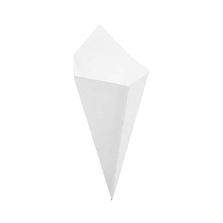 CORNETS FRITES 'THEPACK' 100 G 230 G/M2 12,8x21,7 CM BLANC CARTON ONDULÉ NANO-MICRO (1600 UNITÉ)