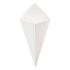 Image CORNETS FRITES 'THEPACK' 250 G 230 G/M2 15,7x26,8 CM BLANC CARTON ONDULÉ NANO-MICRO (1200 UNITÉ) #1