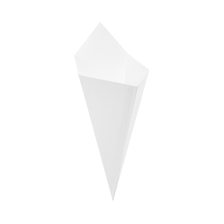 CORNETS FRITES 'THEPACK' 250 G 230 G/M2 15,7x26,8 CM BLANC CARTON ONDULÉ NANO-MICRO (1200 UNITÉ)