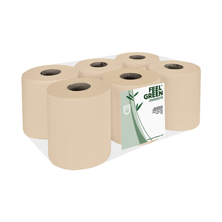 Image ESSUIE-MAINS "MAXI BARRIL" ECOLABEL 2 PLIS - BOBINE 1KG  19 G/M2 Ø 19x21,6 CM NATUREL PAPIER RECYCLÉ (6 UNITÉ) #1