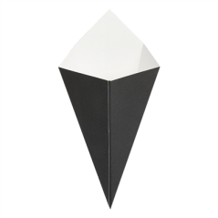 Image CORNETS FRITES 'THEPACK' 100 G 230 G/M2 12,8x21,7 CM NOIR CARTON ONDULÉ NANO-MICRO (1600 UNITÉ) #1