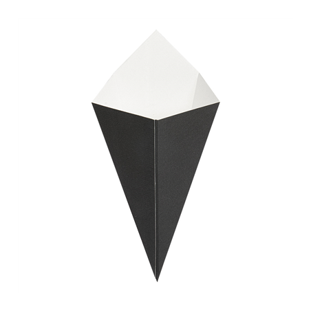 Image CORNETS FRITES 'THEPACK' 100 G 230 G/M2 12,8x21,7 CM NOIR CARTON ONDULÉ NANO-MICRO (1600 UNITÉ) #1