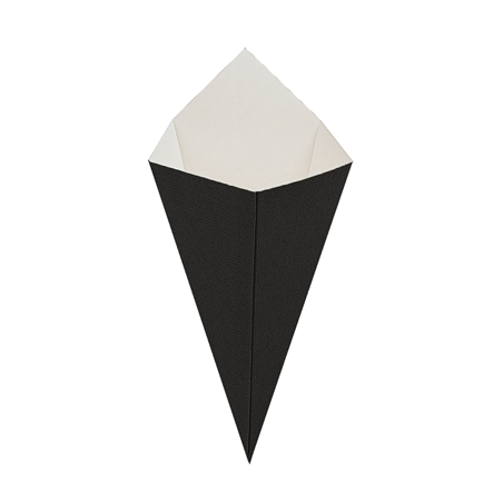 Image CORNETS FRITES 'THEPACK' 250 G 230 G/M2 15,7x26,8 CM NOIR CARTON ONDULÉ NANO-MICRO (1200 UNITÉ) #1