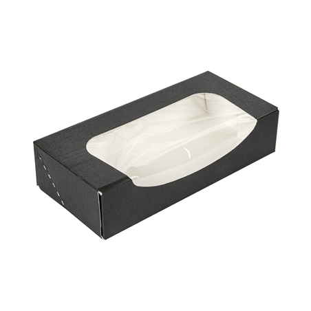 Image RÉCIPIENTS SUSHI+FÊNETRE 'THEPACK' 230 G/M2 + OPP 19,7x9x4,5 CM NOIR CARTON ONDULÉ NANO-MICRO (400 UNITÉ) #1
