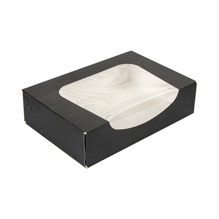 Image RÉCIPIENTS SUSHI+FÊNETRE 'THEPACK' 230 G/M2 + OPP 17,5x12x4,5 CM NOIR CARTON ONDULÉ NANO-MICRO (400 UNITÉ) #1