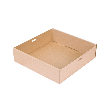 Image BOÎTES "TRAITEUR" S  375 G/M2 22,5x22,5x6 CM NATUREL KRAFT (100 UNITÉ) #1