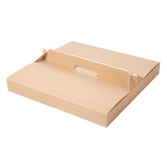 Image BOÎTES AVEC ANSE 'THEPACK' 330 G/M2 32x32x3,8 CM NATUREL CARTON ONDULÉ MICROCANAL (100 UNITÉ) #1