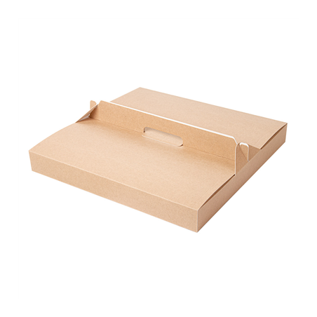 Image BOÎTES AVEC ANSE 'THEPACK' 330 G/M2 32x32x3,8 CM NATUREL CARTON ONDULÉ MICROCANAL (100 UNITÉ) #1